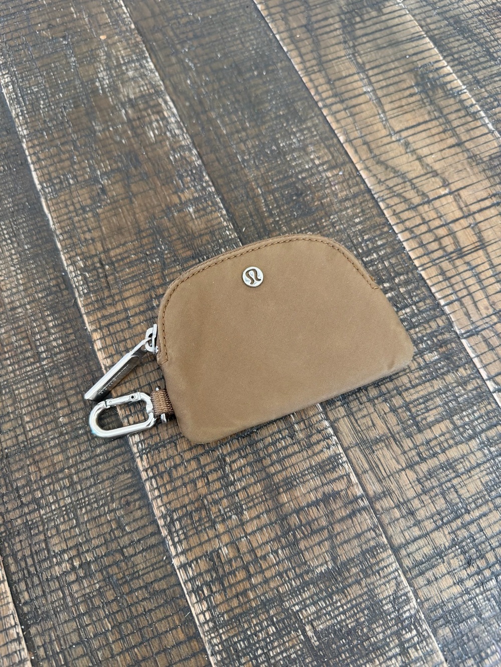 lululemon athletica Tan Key & Card Pouch with Metal Clip